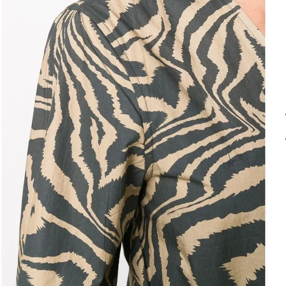 Ganni Zebra Print Poplin Wrap Top - Picture 6 of 8